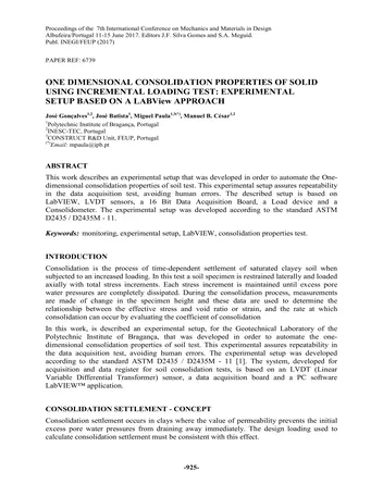 Más sobre Propiedades de Consolidación Unidimensional de Sólidos Usando Pruebas de Carga Incremental: Configuración Experimental.